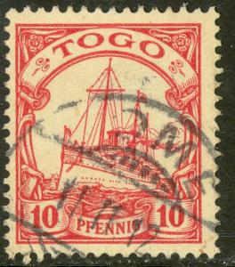 TOGO German Colonies 1900 10pf KAISER'S YACHT Sc 9 VFU