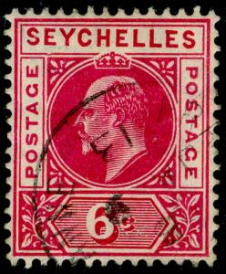 SEYCHELLES SG62a, 6c carmine, VFU, CDS. Cat £130. DENTED FRAME.