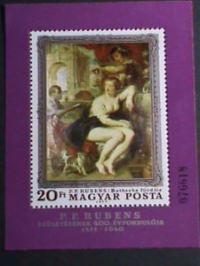 ​HUNGARY-1977-SC# 2489 FAMOUS NUDE ARTS PAINTING-PETER PAUL RUBENS MNH S/S VF