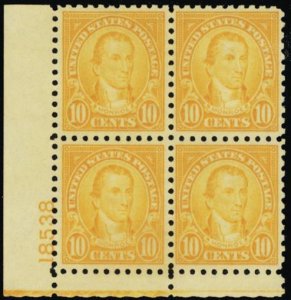 591, Mint 10¢ VF LH Plate Block of Four Stamps Cat $475.00 * Stuart Katz