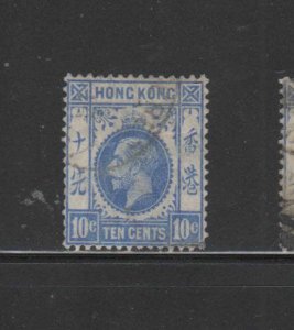 HONG KONG #137  1921  10c  KING GEORGE V    USED F-VF  a