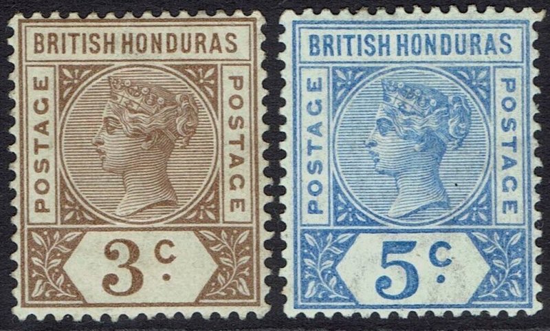 BRITISH HONDURAS 1891 QV KEY TYPE 3C AND 5C