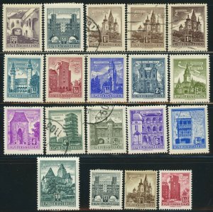 Austria #618A-630 #630A-630C Archiecture Postage Stamps 1957-1961 Used Mint LH