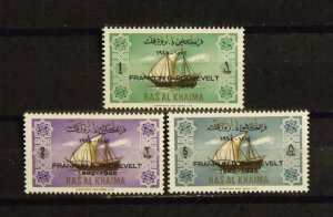 16494   RAS AL KHAIMA   MNH # 27, 28, 29                               CV$ 5.05