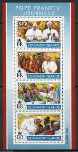 SOLOMON ISLANDS  2015  POPE FRANCIS' JOURNEYS  SHEET  MINT NH