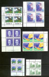 CANADA (223) Inscription Blocks/Field Sheet Blocks ALL Mint Never Hinged FV=C$73