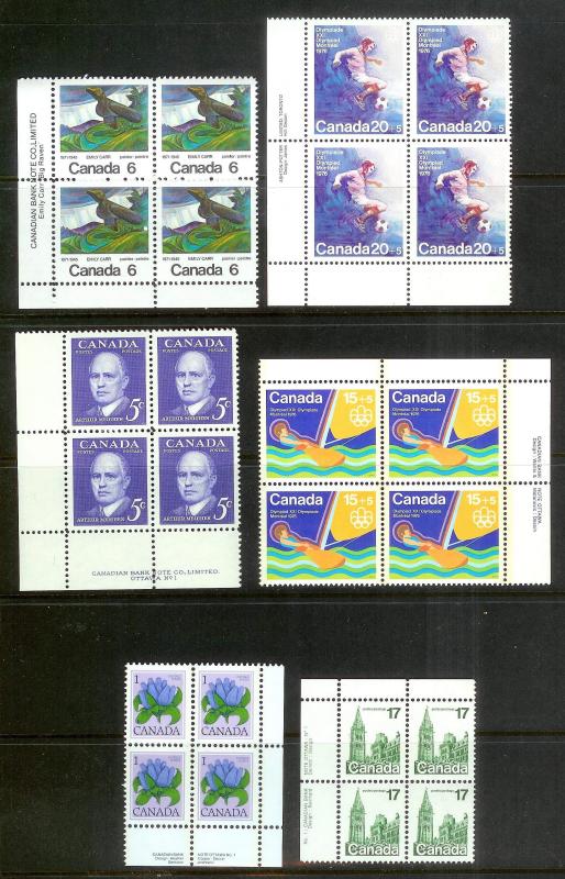 CANADA (223) Inscription Blocks/Field Sheet Blocks ALL Mint Never Hinged FV=C$73