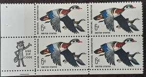 US Scott # 1362; 6c Waterfoul Cons. from 1968; MNH, og; zip block of 4; VF;