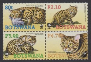 Botswana WWF Black-footed Cat 4v Block of 4 2005 MNH SC#806-809