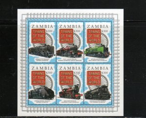 ZAMBIA #676 1997 TRAINS OF THE WORLD MINT VF NH O.G SHEET 6