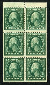 (1917-19) #498e 1¢ Washington unused NH booklet pane