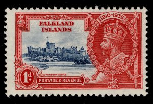 FALKLAND ISLANDS GV SG139, 1d deep blue & scarlet, NH MINT.