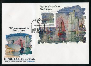 GUINEA 2023 160th ANNIVERSARY OF PAUL SIGNAC PAINTINGS SOUVENIR SHEET FDC