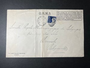 1902 Australia OHMS Cover Sydney NSW to Brussels Belgium