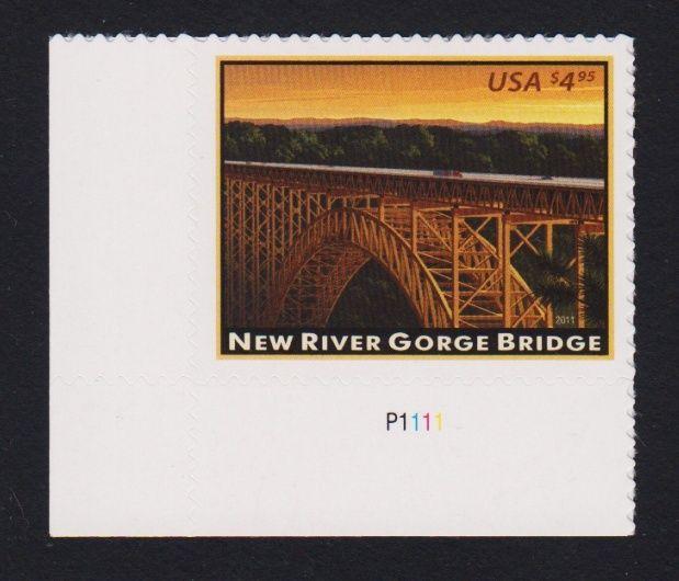 2011 River Gorge Bridge  $4.95 Sc 4511 MNH plate number single