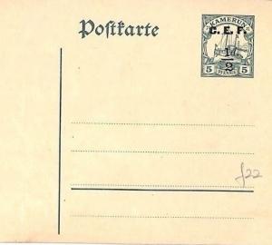 CAMEROON Germany Cols BRITISH OCCUPATION WW1 Postal Stationery *CEF* Card GG104