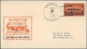 1957 HONOKOHUA HAWAII DPO DEAD POST OFFICE WITH LAST DAY CACHET