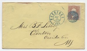 1864 Rockford IL #65 cover double circle year dated CDS [h.4545]