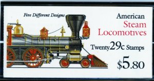 US 2847a (BK216)  Steam Locomotives 29c - Booklet of 20 - MNH - 1994