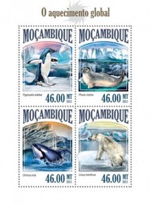 Mozambique - 2013 Global Warming  4 Stamp Sheet 13A-1388
