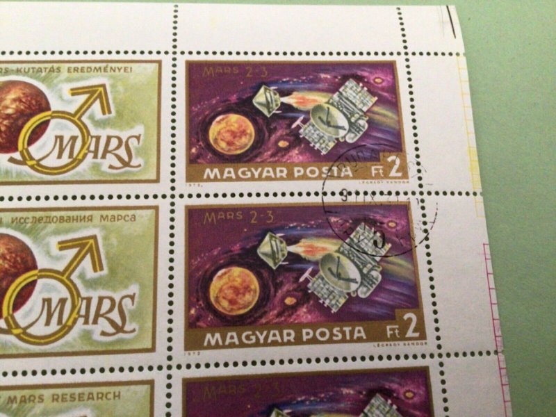 Hungary 1972 large Space exploration cancelled  stamps sheet A9008