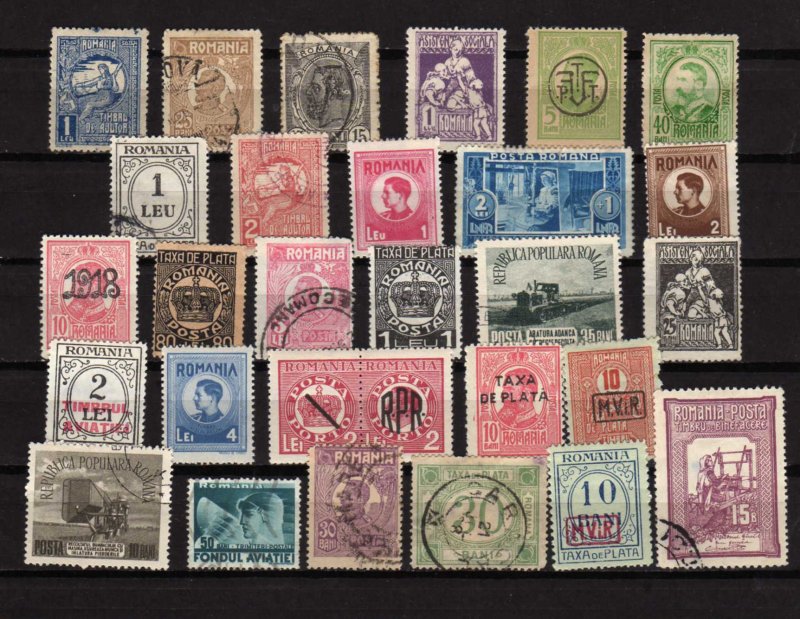 Lot Collection of Early, Older Romania Romanian Postage Stamps