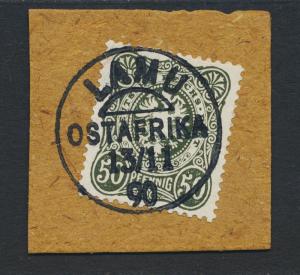 GERMAN EAST AFRICA 1890, 50pf FORERUNNER, LAMU CDS, SIGNED STEUER Mi#VL44b