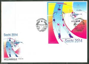 MOZAMBIQUE 2013 SOCHI 2014 PRE OLYMPIC ISSUE SOUVENIR SHEET FIRST DAY COVER