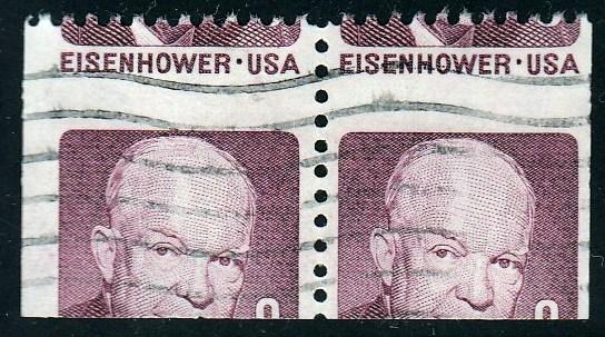 U.S. #1395 Error Eisenhower Misperf Bklt. Pair, Used.