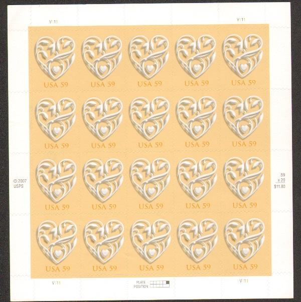 US #4272 Mint Sheet Heart Health wedding