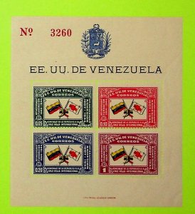 VENEZUELA Sc 388 NH SOUVENIR SHEET OF 1944 - RED CROSS - (AO23)