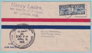 UNITED STATES FIRST FLIGHT COVER - 1926  ST LOUIS MO TO CHICAGO ILL - CV372