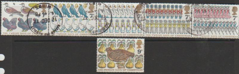 Great Britain SG 1044 - 1049 set Used se-tenant strip of 5 plus SG1049