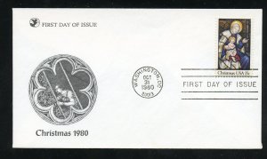 US 1842 Christmas Issue 1980 Madonna & Child UA Reader's Digest cachet FDC 