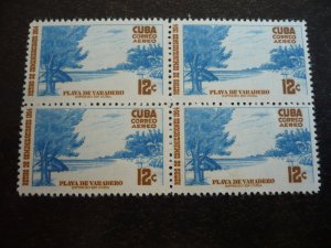 Stamps - Cuba - Scott#C114-C116,E20 - Mint Hinged Set of 4 Stamps in Blocks of 4