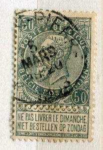 BELGIUM; 1893 early classic Leopold issue fine used 50c. value fair Postmark