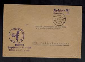 1944 Germany Kriegsmarine Navy Feldpost Coverto North Sea High Command