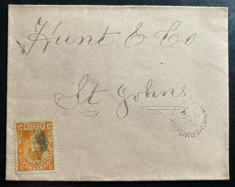 1904 Hermitage Newfoundland Cover To St Johns