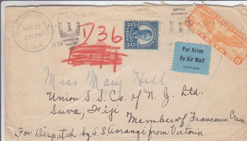 1938, Brooklyn, NY to Suva, Fiji, See Remark (27622)