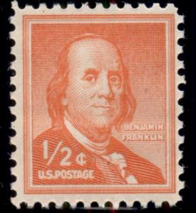 #1030, 1/2¢ BENJAMIN FRANKLIN, LOT OF 400 MINT STAMPS, SPICE UP YOUR MAILINGS!