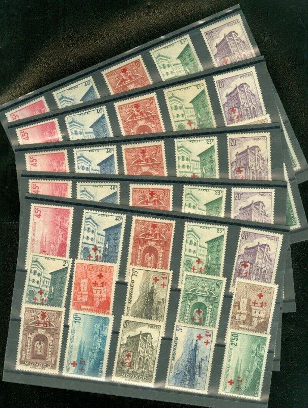 EDW1949SELL : MONACO 1940 Sc #B36-50. 5 Cplt sets. All Fresh & VF MNH. Cat $1500