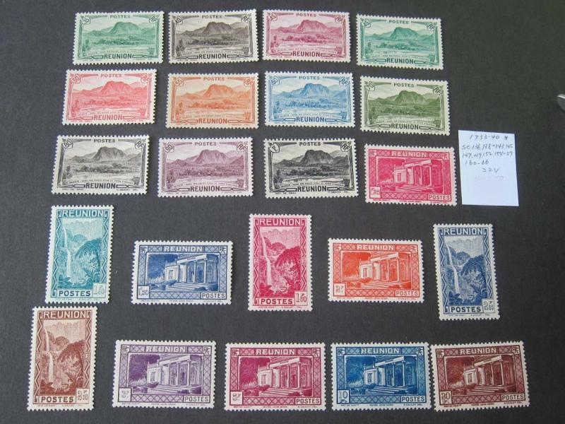 French Reunion 1933 Sc 136-166 selected MH