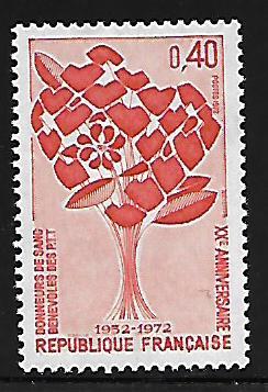 FRANCE 1342 MNH BOUQUET MADE OF HEARTS, BLOOD DONORS