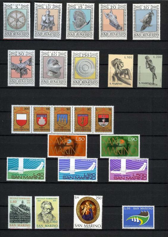 1974 - SAN MARINO - Complete year set - Scott #832 and others - MNH**