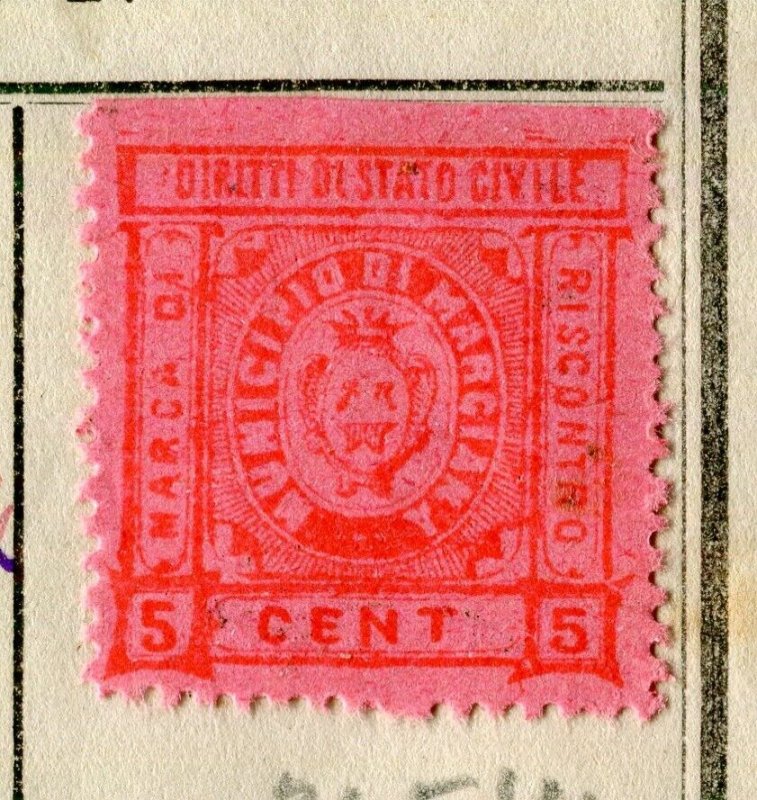 ITALY; 1870s-80s classic Local Post Revenue issue Mint hinged, Marciana