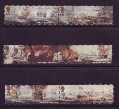 Great Britain Sc 2321-26 2005 Trafalgar stamp set mint  NH