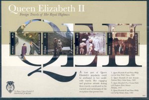 TUVALU 2013  QUEEN ELIZABETH II TRAVELS SHEET OF FOUR MINT NH