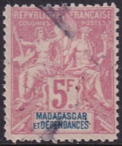 Madagascar 1899 Sc 47 used some short perfs