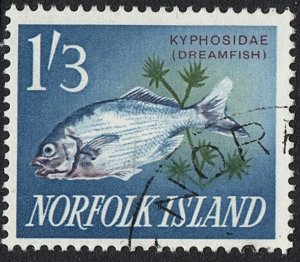 NORFOLK ISLAND 1963 QEII 1/3s, Blue, Red-Brown & Green, Fish SG46 FU