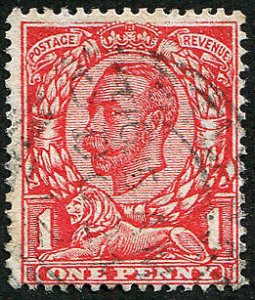 GB 1911 1d sg341a variety no cross on crown & broken frame very fine used ligh